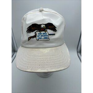Vintage NRA Bill Of Rights Cap White Trucker Hat Snap-back Mesh-back 1791-1991